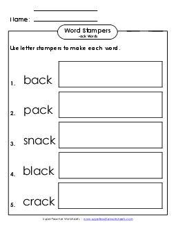 Letter Stampers (-ack) Word Families Worksheet