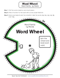 Word Wheel (-ig Words) Phonics Worksheet