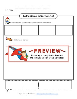 Build-a-Sentence (4-Words) Free Sentences Basic Worksheet