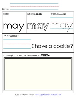 Worksheet 3: May Free Sight Words Individual Worksheet