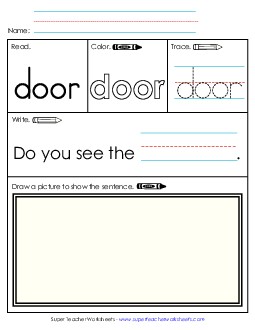 Worksheet 3: Door Sight Words Individual Worksheet