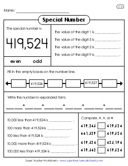 Special Number: 419,524 Worksheet