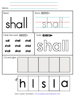 Worksheet 2: Shall Sight Words Individual Worksheet