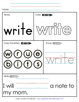 Worksheet 1: Write Sight Words Individual Worksheet