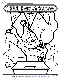 100th Day Girl Coloring Page Coloring Pages Worksheet