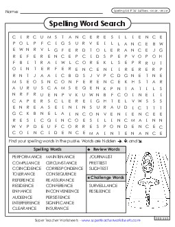 Word Search (F-26)  Spelling F Worksheet