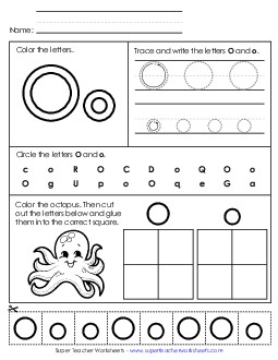 Letter O - Mixed Skills (Basic) Alphabet Worksheet