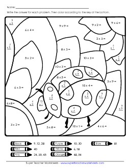 Multiplication Mystery Picture: Ladybug Worksheet