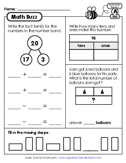 Math Buzz: Week 20 Worksheets 96 through 100 Daily Math Review Worksheet