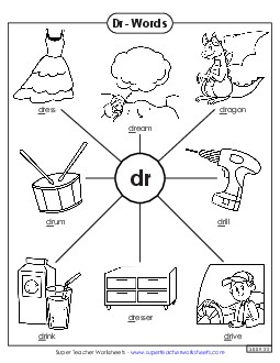 Anchor Chart (Dr- Words) Phonics Blends Worksheet