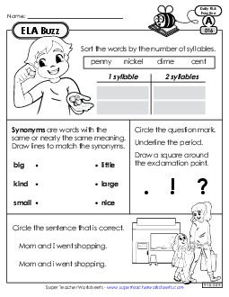 ELA Buzz: Week 4 Worksheets 16 through 20 Daily Ela Review Worksheet