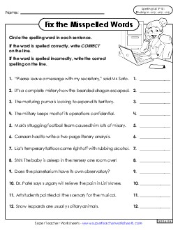 Correct or Incorrect? (F-10) Spelling F Worksheet