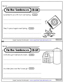 Fix the Sentences D-56 through D-60 Worksheet