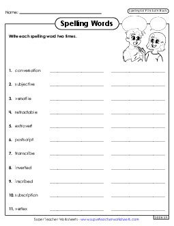 Write Words Twice (F-28) Spelling F Worksheet