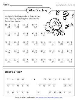 Math Riddle: Twip Multiplication Worksheet