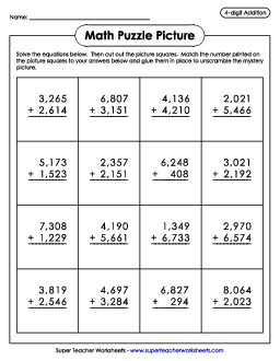 Cut-and-Glue Addition Puzzle: Parrot Worksheet