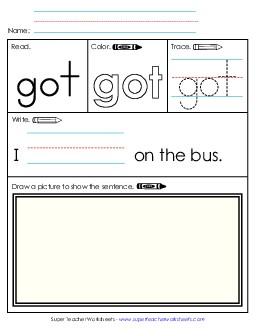 Worksheet 3: Got Sight Words Individual Worksheet