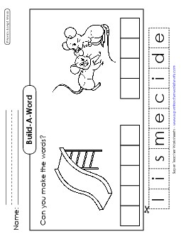 Build-a-Word: Slide and Mice Phonics Long Short I Worksheet