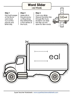 Word Slider (-eal Words) Word Families Worksheet