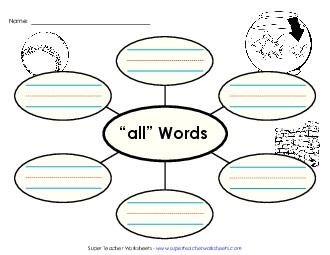 Word Web (-all) Word Families Worksheet