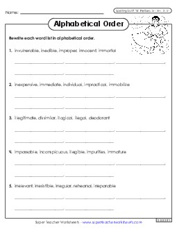 Alphabetical Order Worksheet (F-18) Spelling F Worksheet