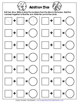 Addition Dice Game (One Player) Worksheet