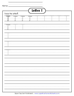 Uppercase T (Smaller Font Size) Alphabet Worksheet