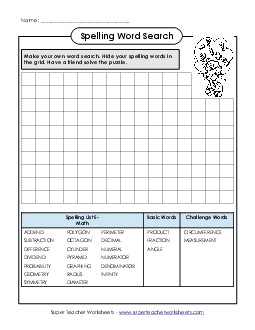 Make a Word Search  Spelling E Worksheet