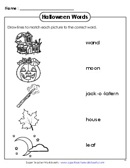 Word-Picture Match Halloween Worksheet