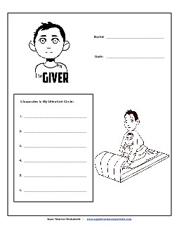 Lit. Circle Cover Page Book The Giver Worksheet