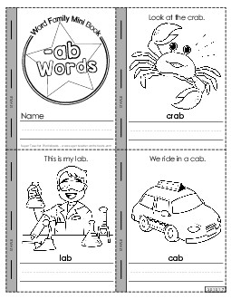 Mini-Book (-ab) Word Families Worksheet