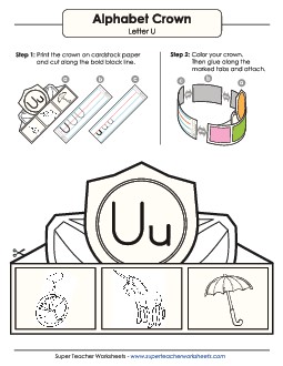 Letter U - Crown Alphabet Worksheet