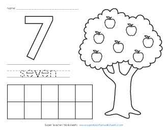 Apple Counting Mat: Seven Worksheet