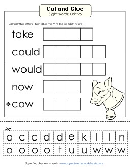 Cut-and-Glue (Unit 25) Sight Words Worksheet