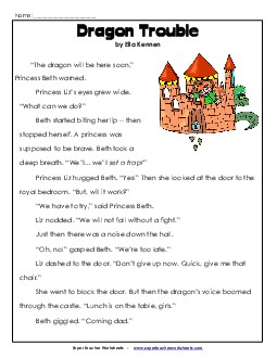 Dragon Trouble Reading Comprehension Worksheet