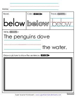 Worksheet 3: Below Free Sight Words Individual Worksheet