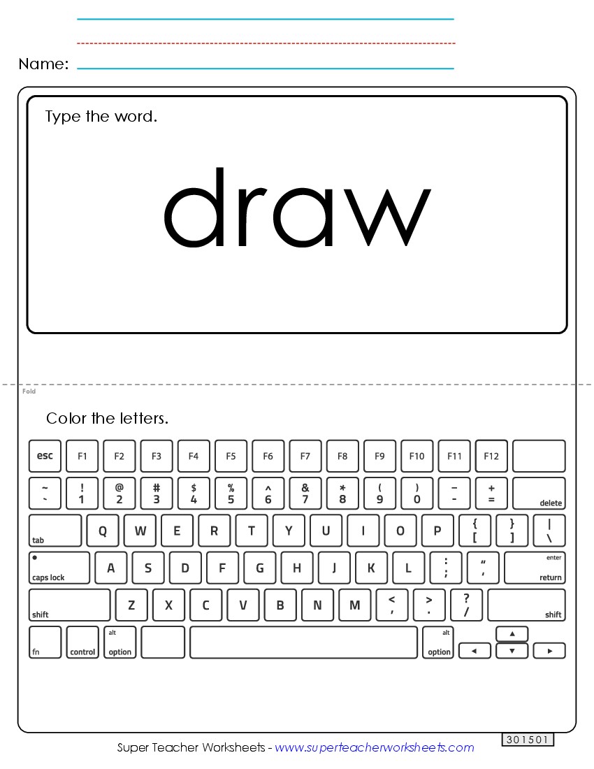 Type the Word: Draw Sight Words Individual Worksheet