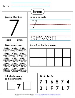 Special Number: Seven Counting Worksheet