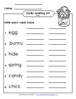 Write Twice (A-Easter)  Spelling A Worksheet