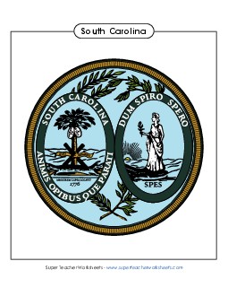 South Carolina State Seal (Full-Color Version) States Individual Worksheet