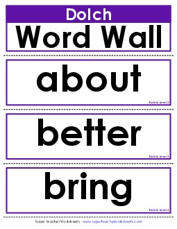 Word Wall: Level 3 Dolch Worksheet