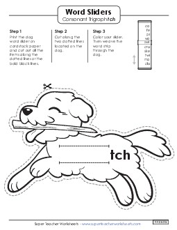 Word Slider (-tch Words) Phonics Trigraphs Worksheet