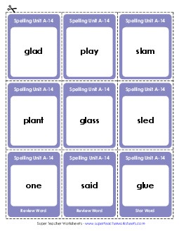 Flashcards (A-14) Spelling A Worksheet