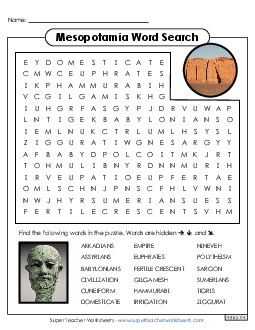 Mesopotamia Word Search Worksheet