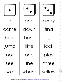 Dolch Dice Fluency Game: Pre-Primer Level Worksheet