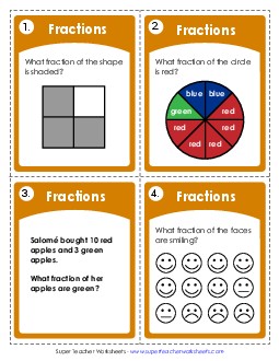 Task Cards: Basic Fractions Worksheet