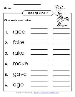 Write Twice (A-7) Spelling A Worksheet