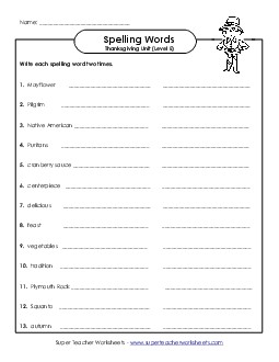 Write Twice Spelling E Worksheet