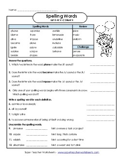 Questions Worksheet (D-8) Spelling D Worksheet