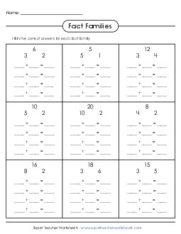 Working With Fact Families Free 3rd Grade 3rd Grade Math Worksheet